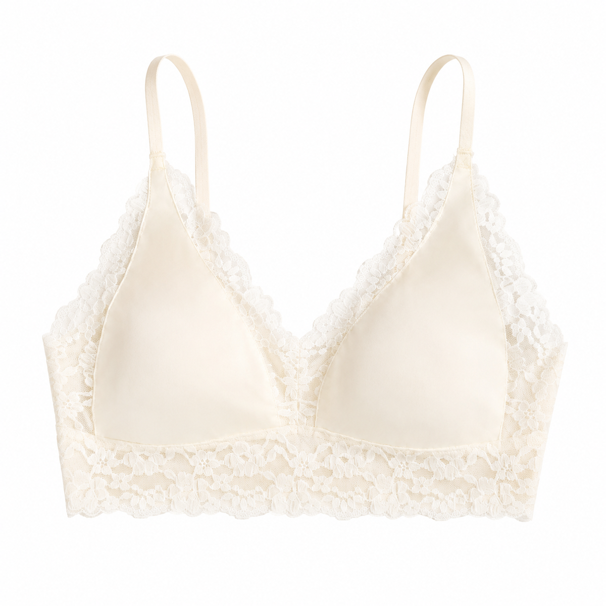 Satin and lace deep-V push-up camisole with spaghetti straps