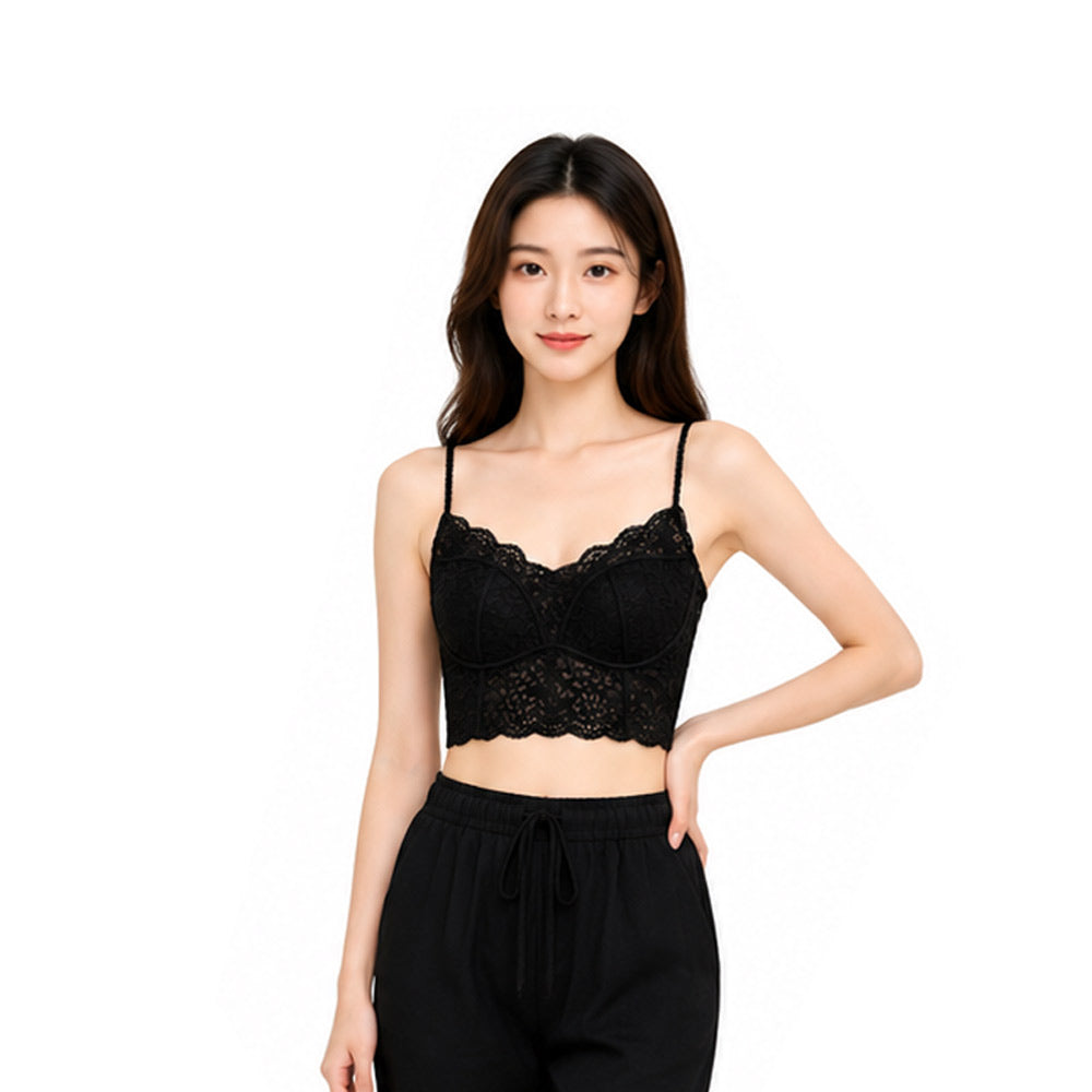 Lace Boning Fixed Cup Bra